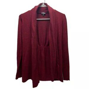 Express Open Cardigan Women's Medium Maroon Black Heathered Ladies Long Sleeve